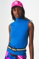 Knitted tank jumper in blue