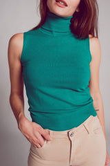 Knitted tank jumper in green