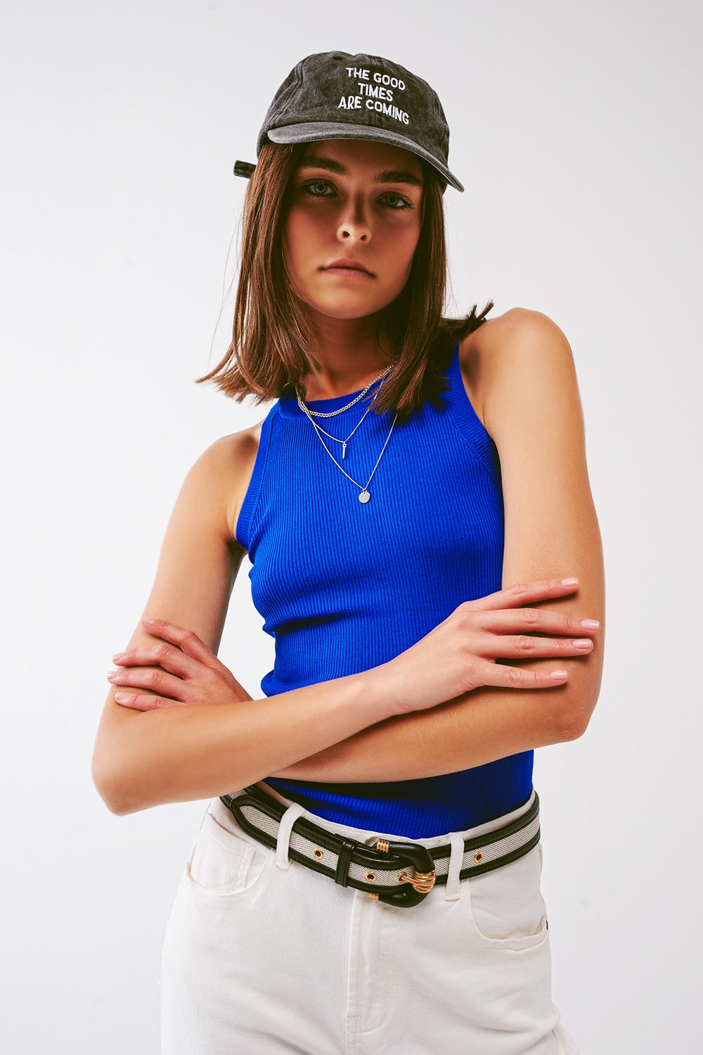 Knitted tank top in Blue - Jumpers