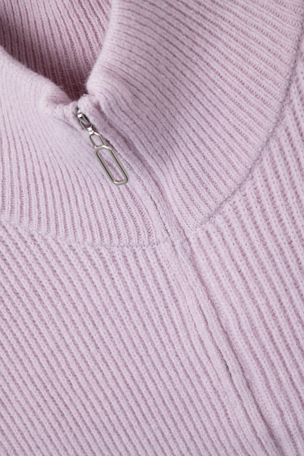 Knitted Vest with High Half-Zip Collar and Large Armholes in pink - Jumpers