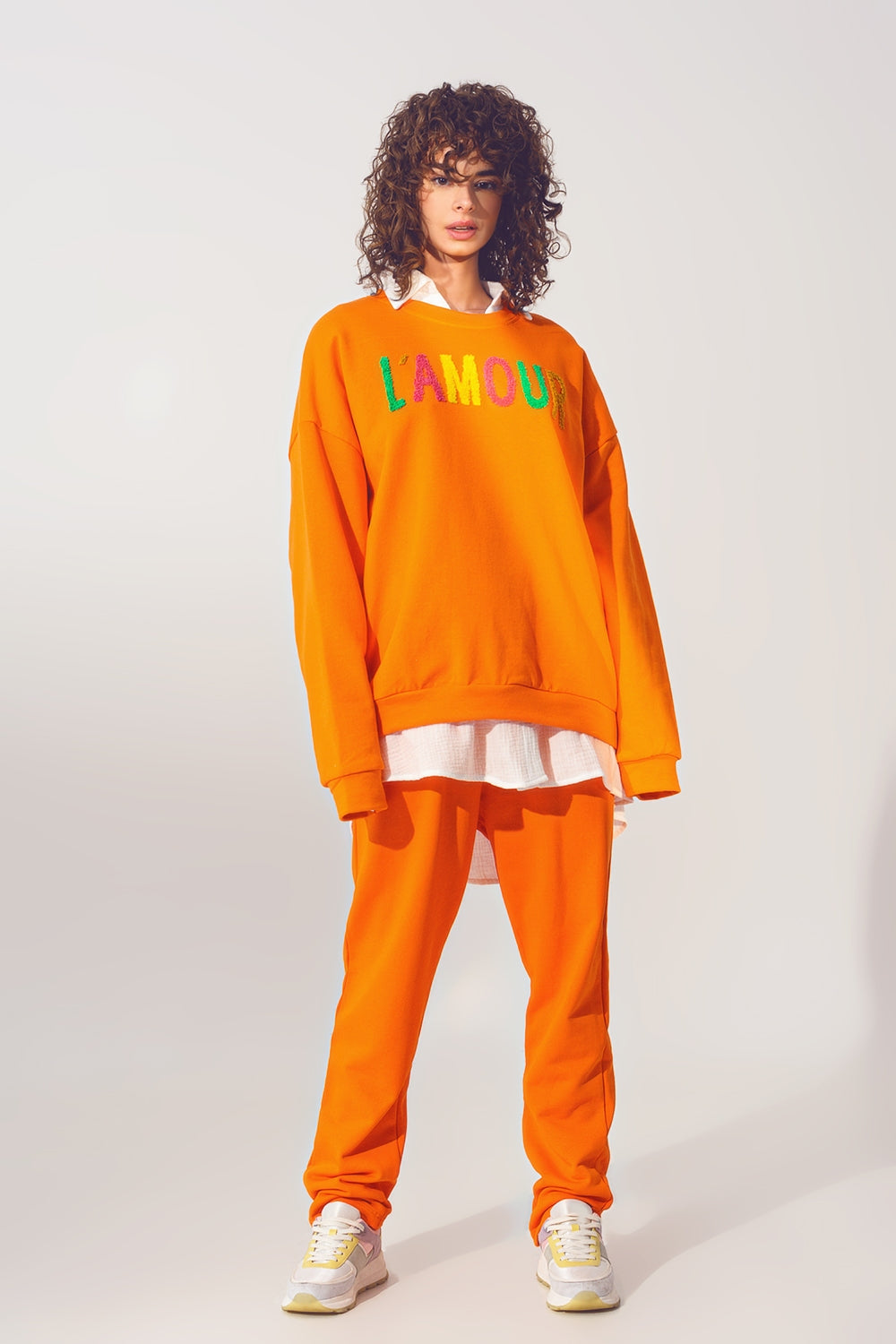 L'amour Text Sweater in Orange - Jumpers