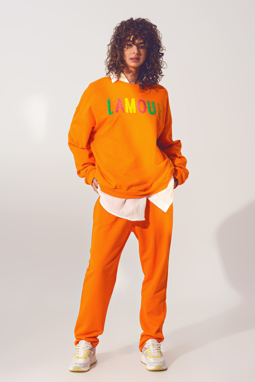 L'amour Text Sweater in Orange - Jumpers