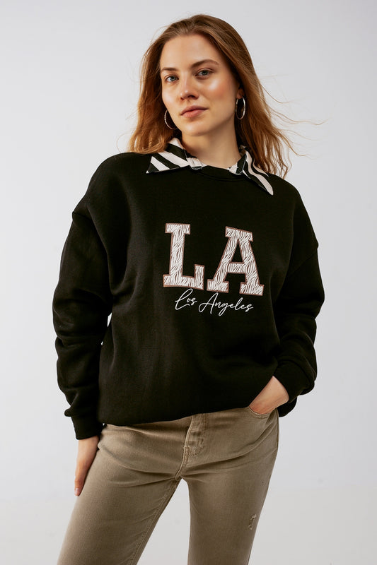 LA oversized sweat in black - Jumpers
