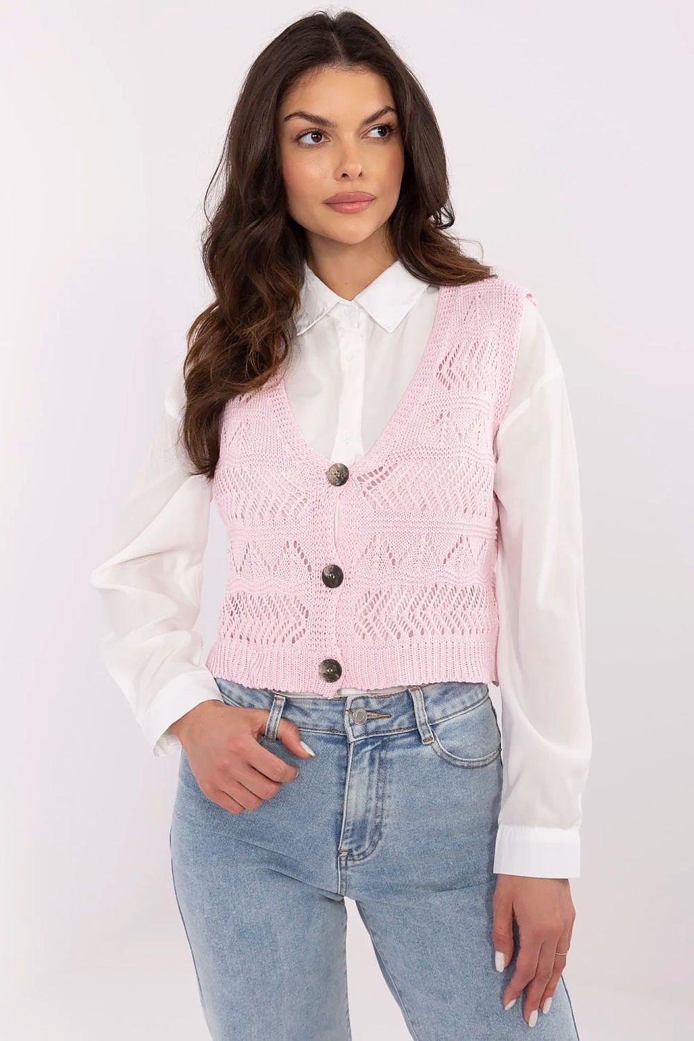 Lace Gilet for Women - Trendy Pink Vest