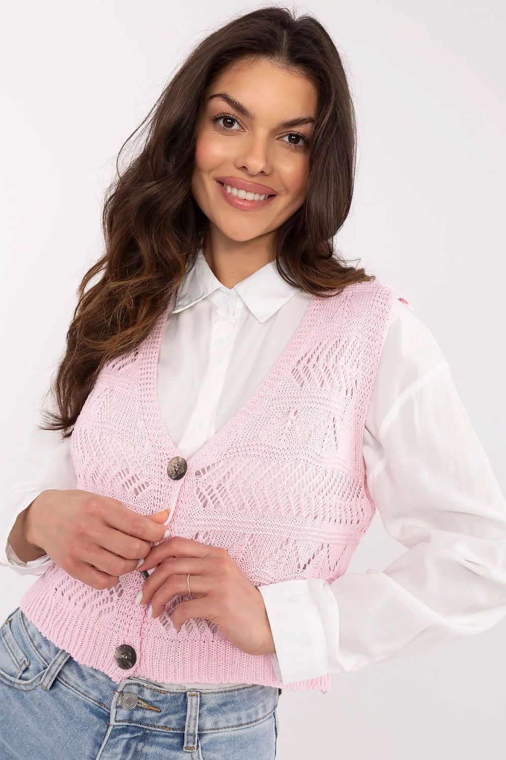 Lace Gilet for Women - Trendy Pink Vest - Vests