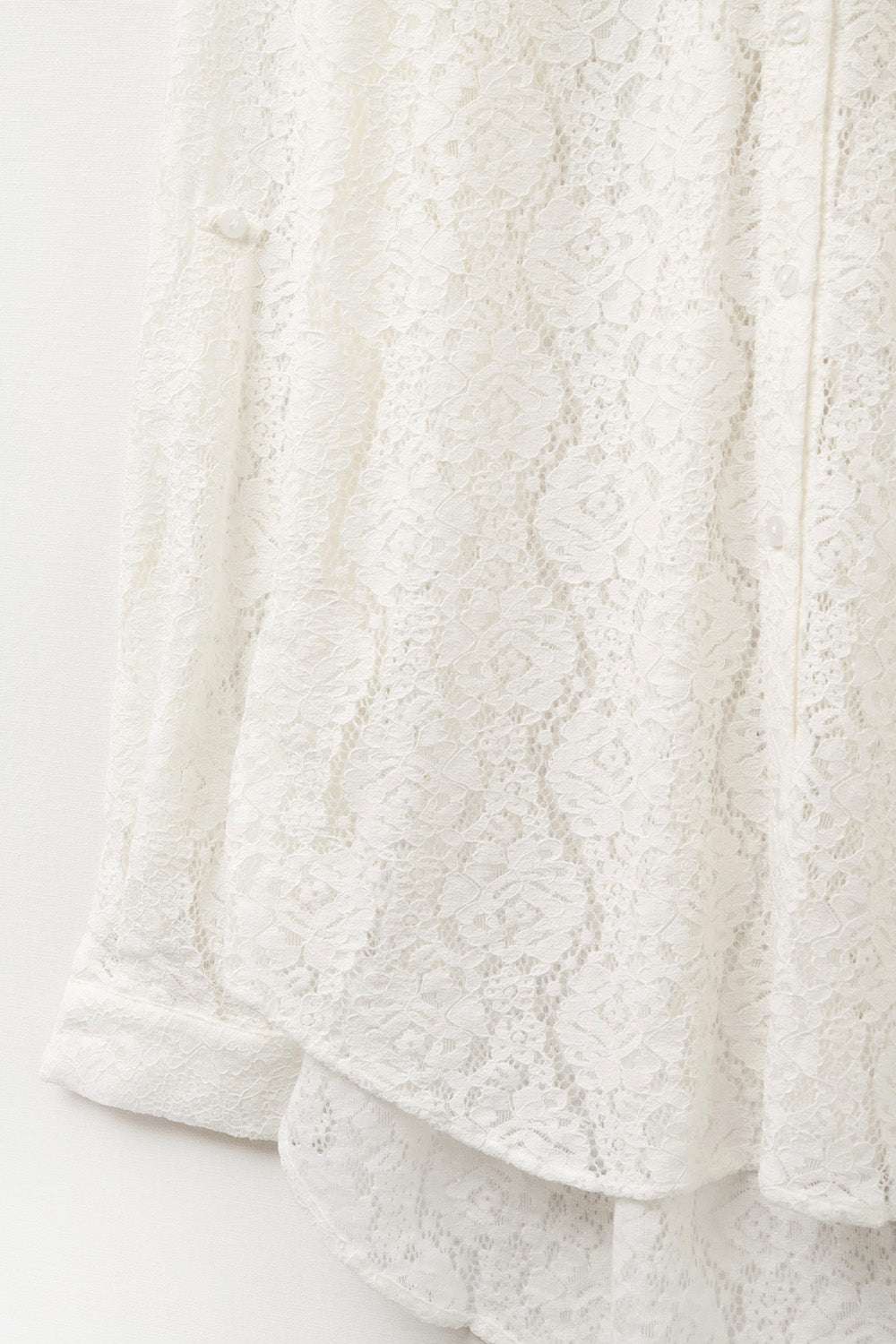 Lace High Low White Button Down Shirt - Shirts