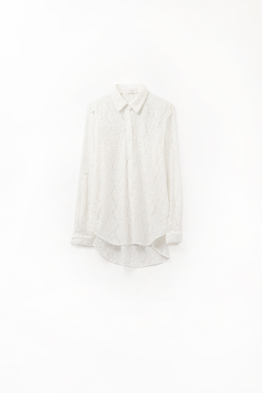 Lace High Low White Button Down Shirt - Shirts