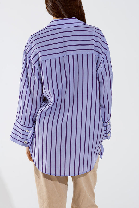Lavander shirt with purple stripes and chest pockets - Shirts
