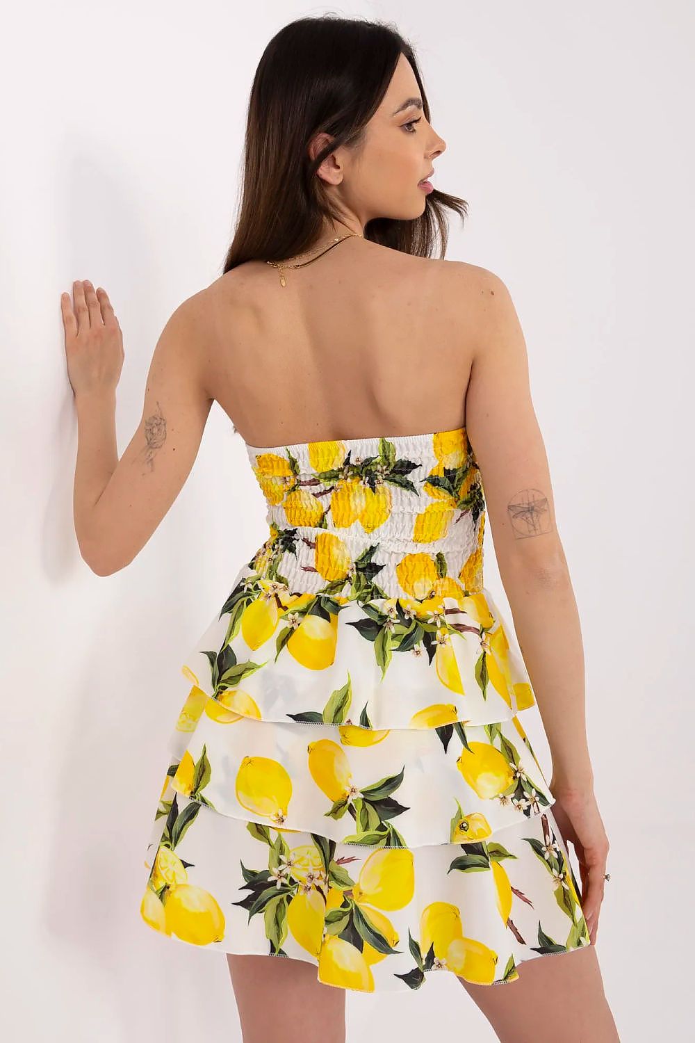 Lemon Print Summer Dress with Halter Neck - Dresses