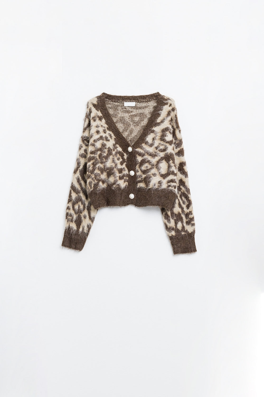 leopard print cardigan with wool in beige - Cardigans