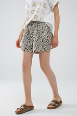 Leopard Print Shorts With Elasticated Drawstring Waist