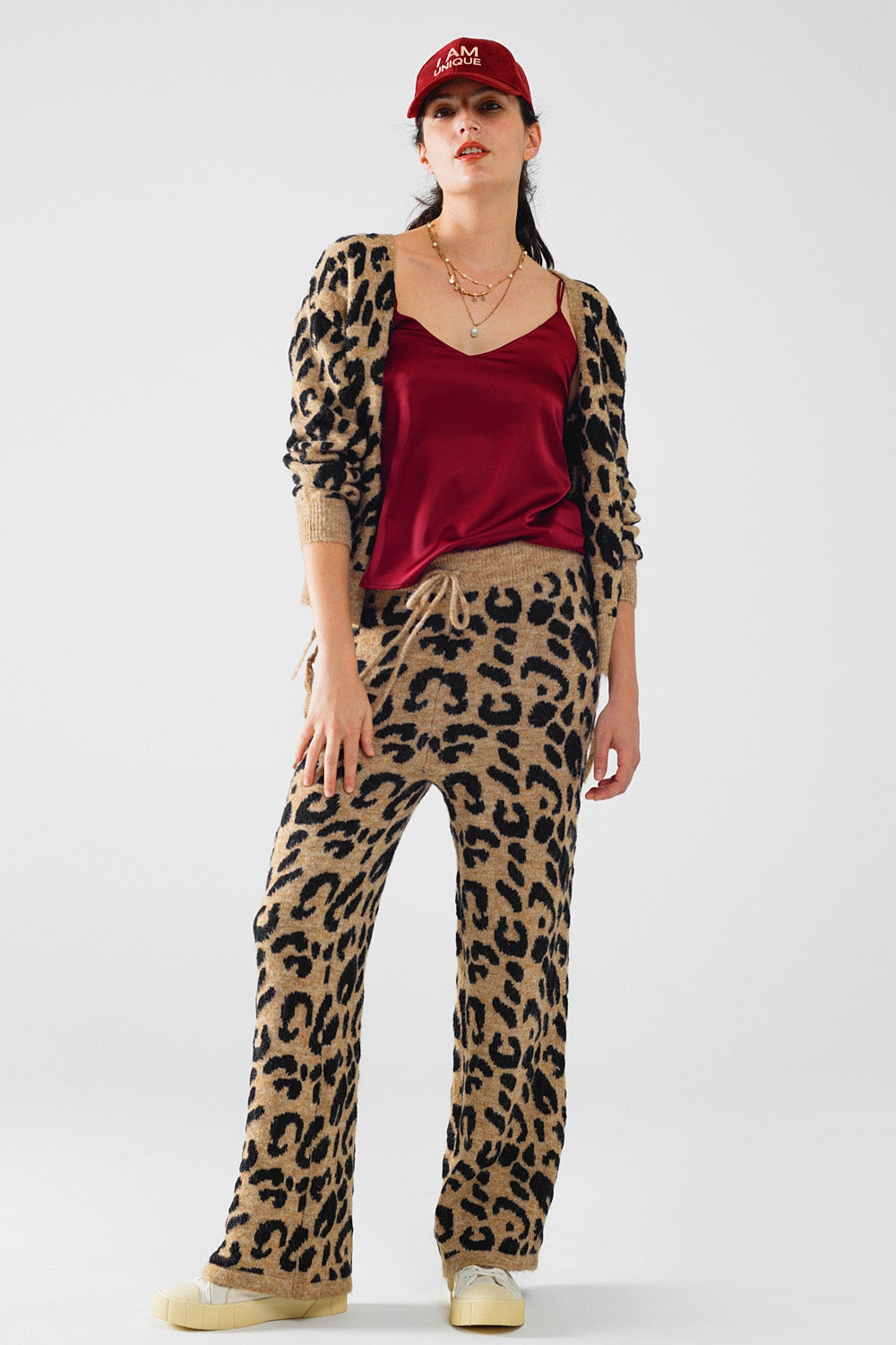 Leopard printed long sleeve cardigan with bows detail - Cardigans