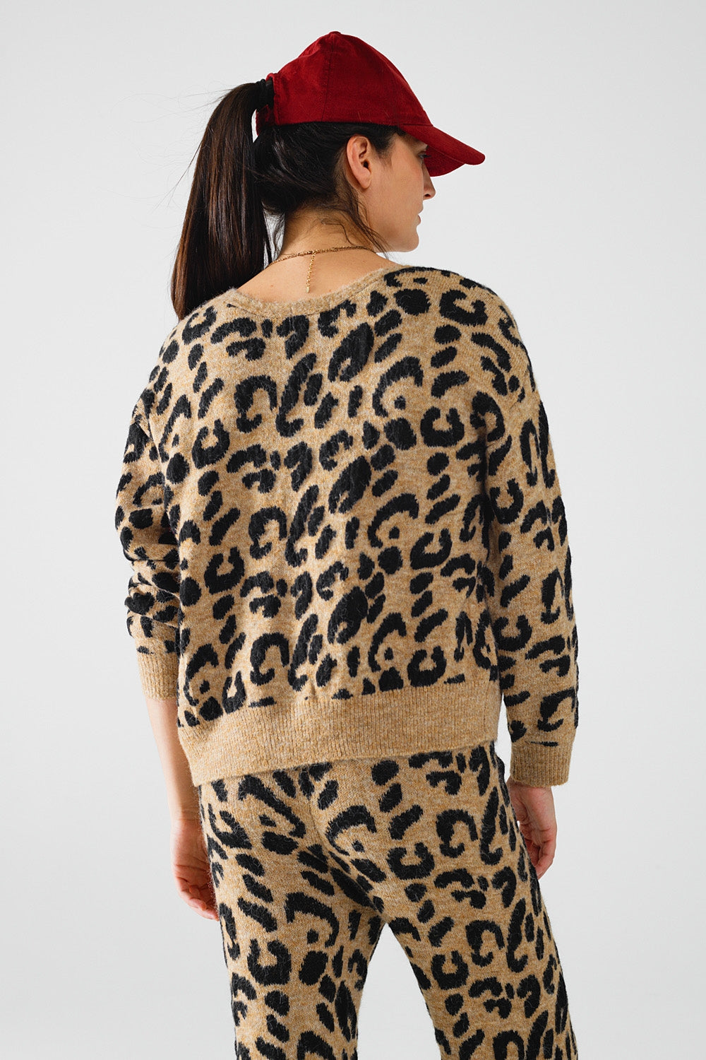 Leopard printed long sleeve cardigan with bows detail - Cardigans