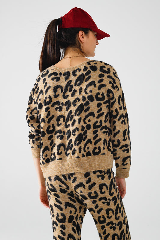 Leopard printed long sleeve cardigan with bows detail - Cardigans