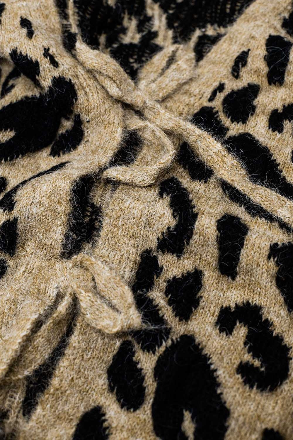 Leopard printed long sleeve cardigan with bows detail - Cardigans
