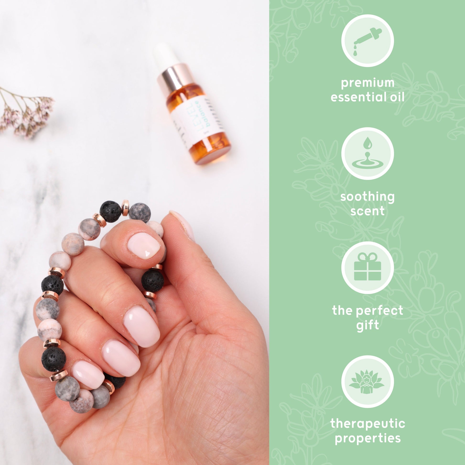 Lava Bead Aromatherapy Bracelet with Essential Oil - Balance - Aromatherapy Bracelet