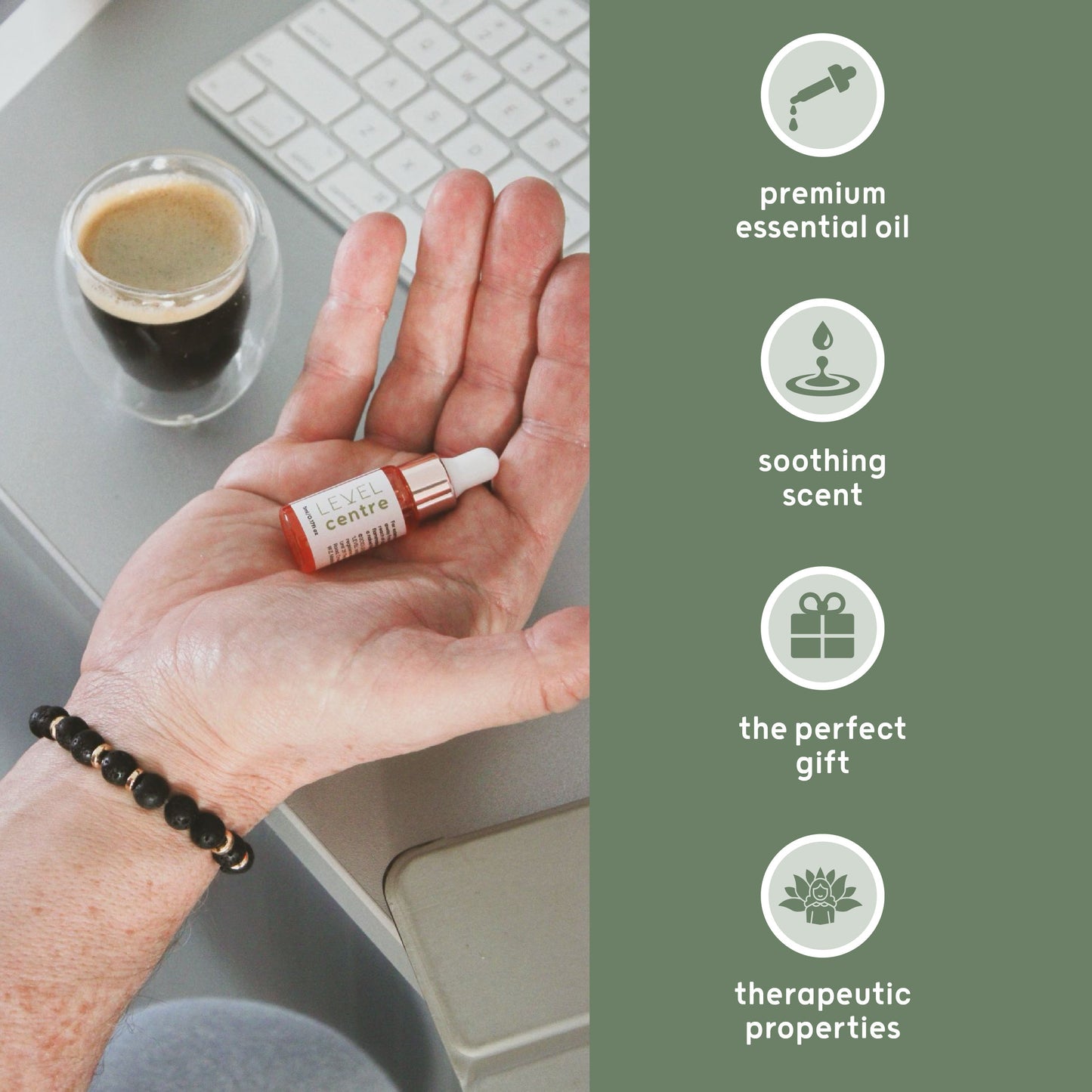 Lava Bead Aromatherapy Bracelet with Essential Oil - Centre - Aromatherapy Bracelet