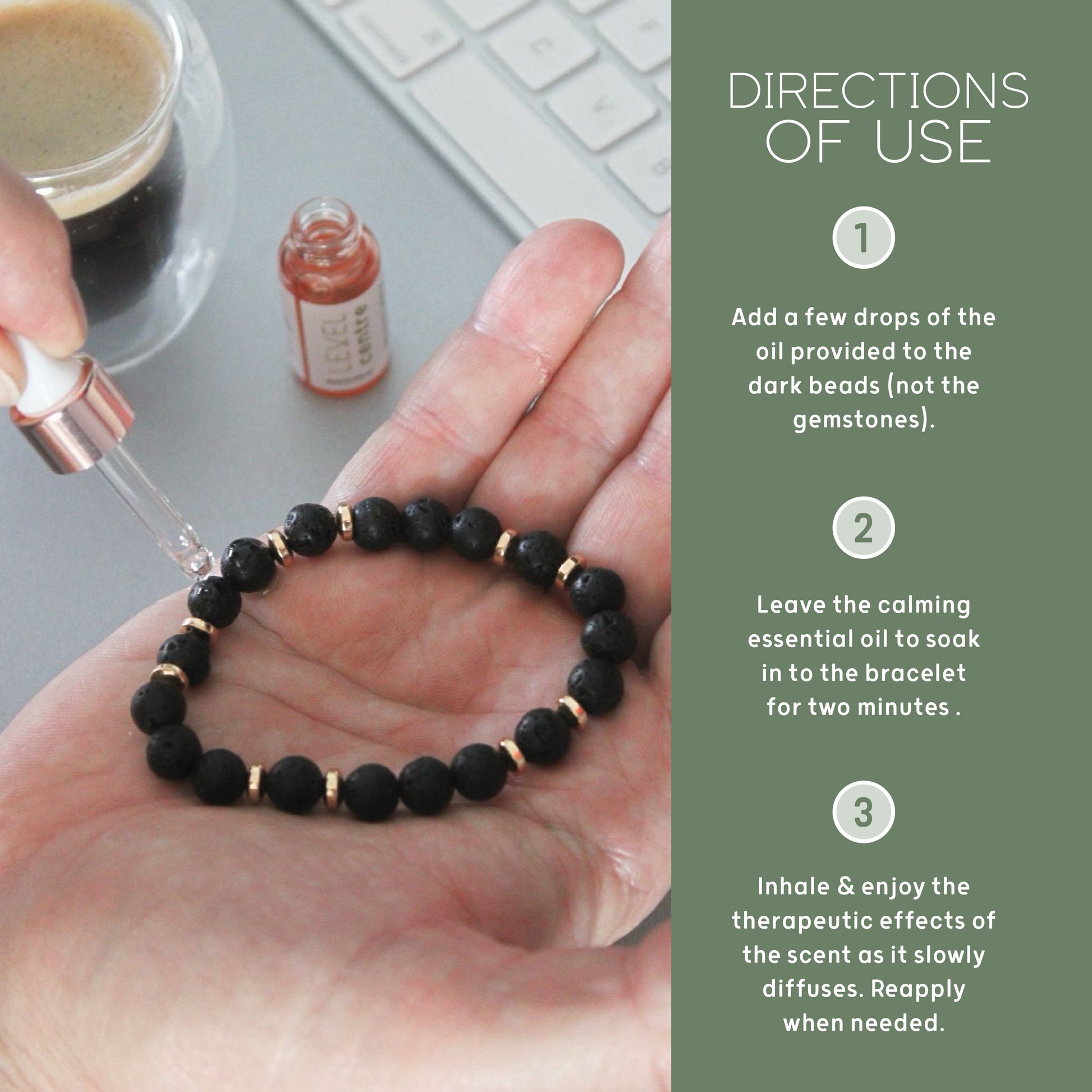 Lava Bead Aromatherapy Bracelet with Essential Oil - Centre - Aromatherapy Bracelet