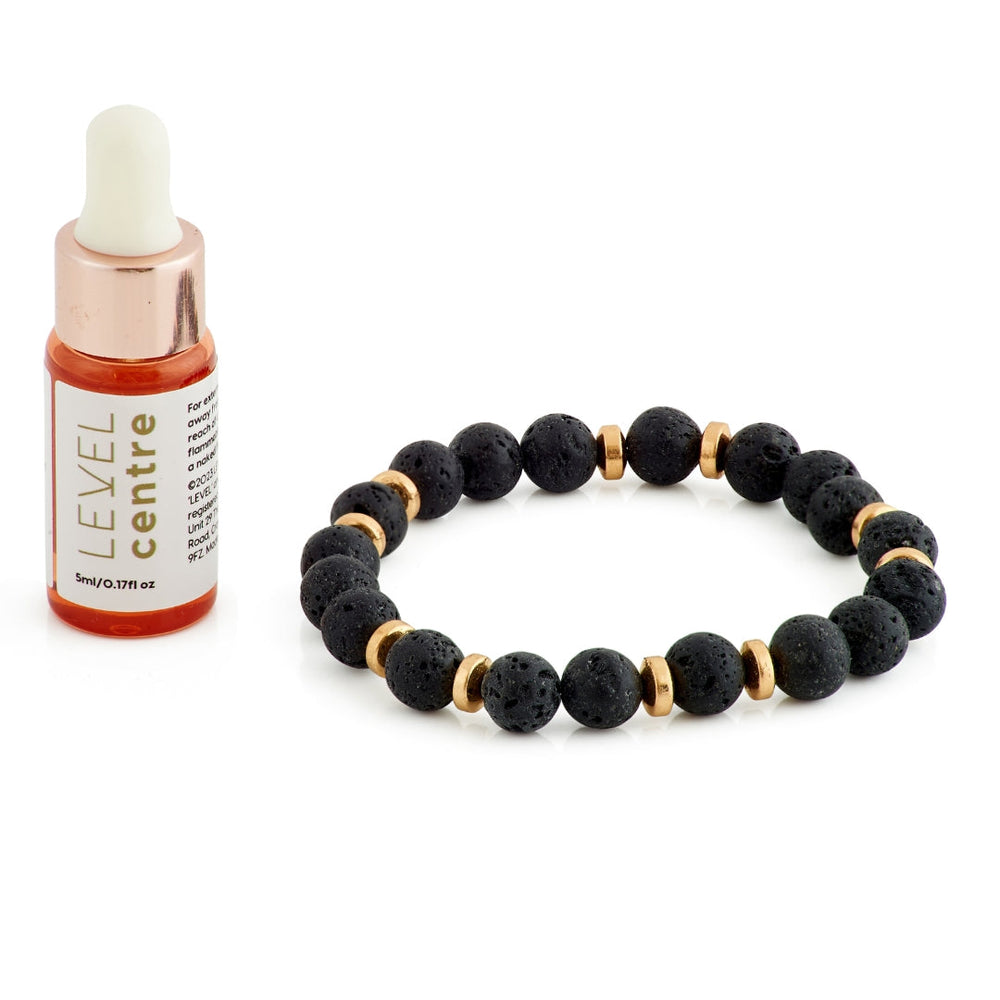 Pulseira de aromaterapia com contas de lava e óleo essencial - Centro