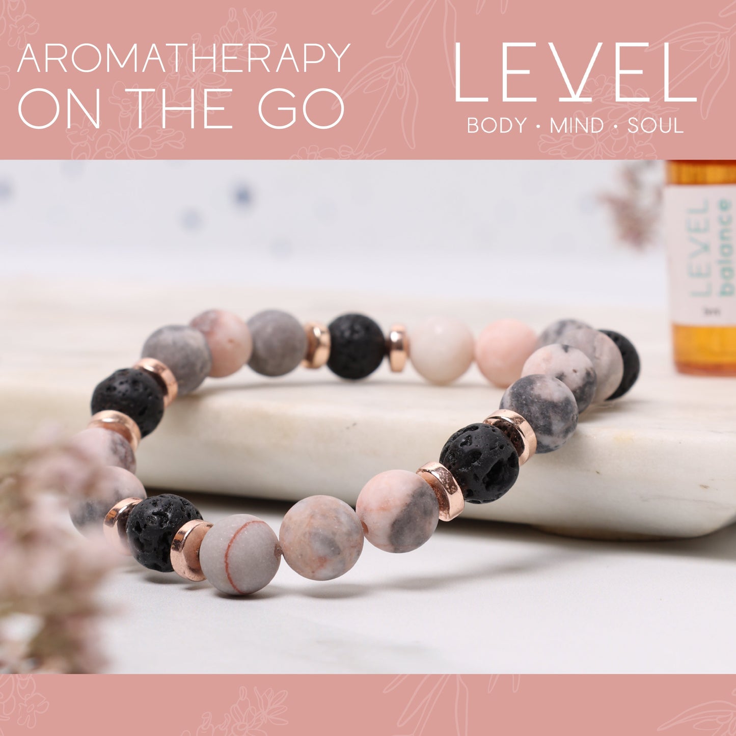 Lava Bead Aromatherapy Bracelet with Essential Oil - Happiness - Aromatherapy Bracelet