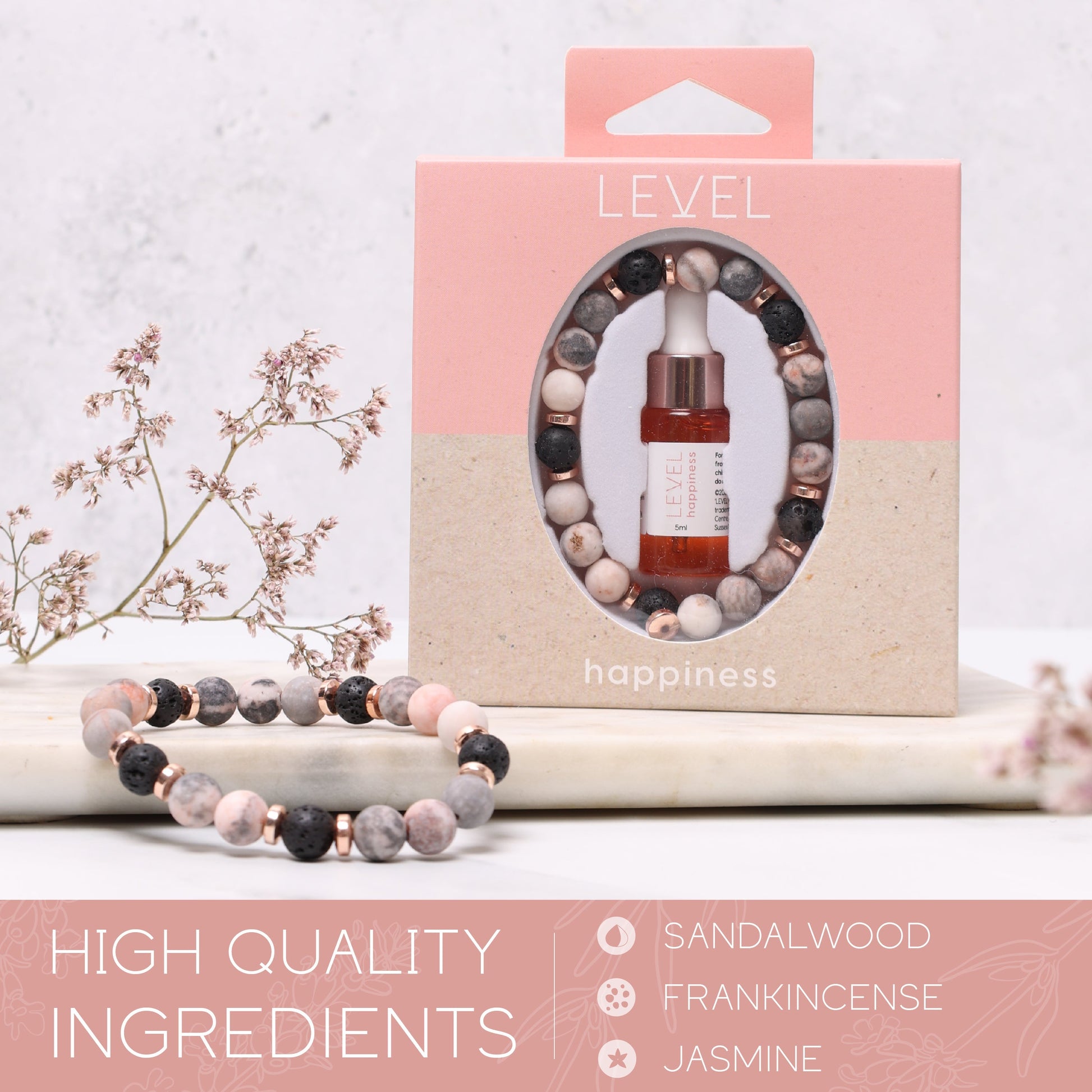 Lava Bead Aromatherapy Bracelet with Essential Oil - Happiness - Aromatherapy Bracelet
