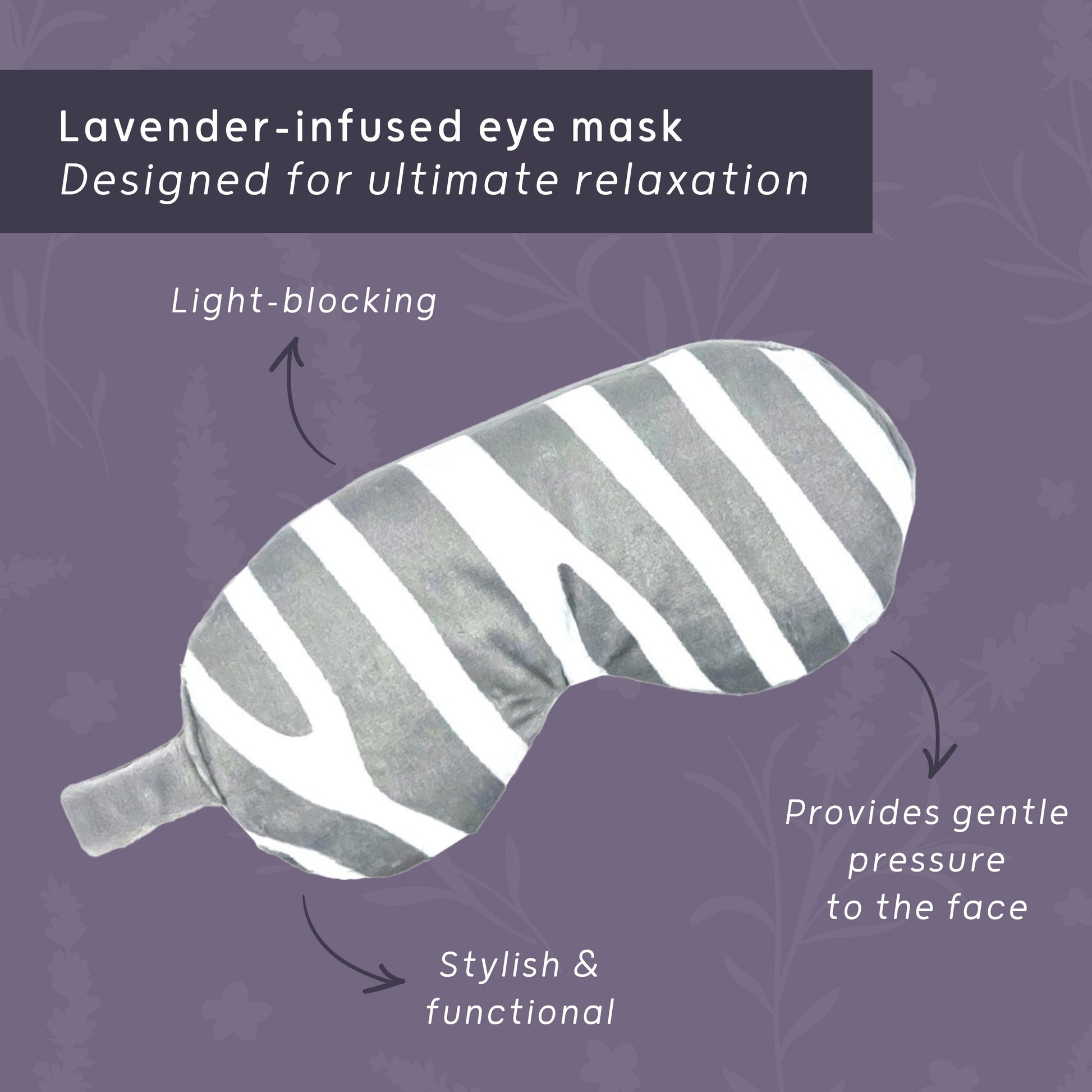 Lavender Deep Pressure Therapy Eye Mask - Zebra Print - Eye Mask
