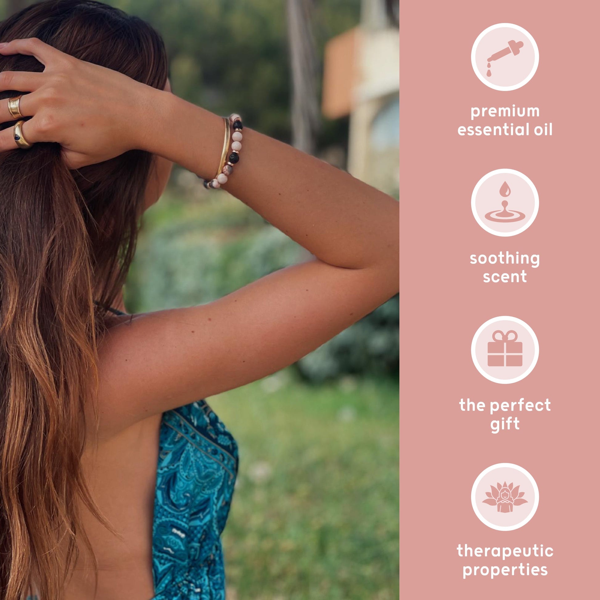 Lava Bead Aromatherapy Bracelet Set- Centre & Happiness - Aromatherapy Bracelet