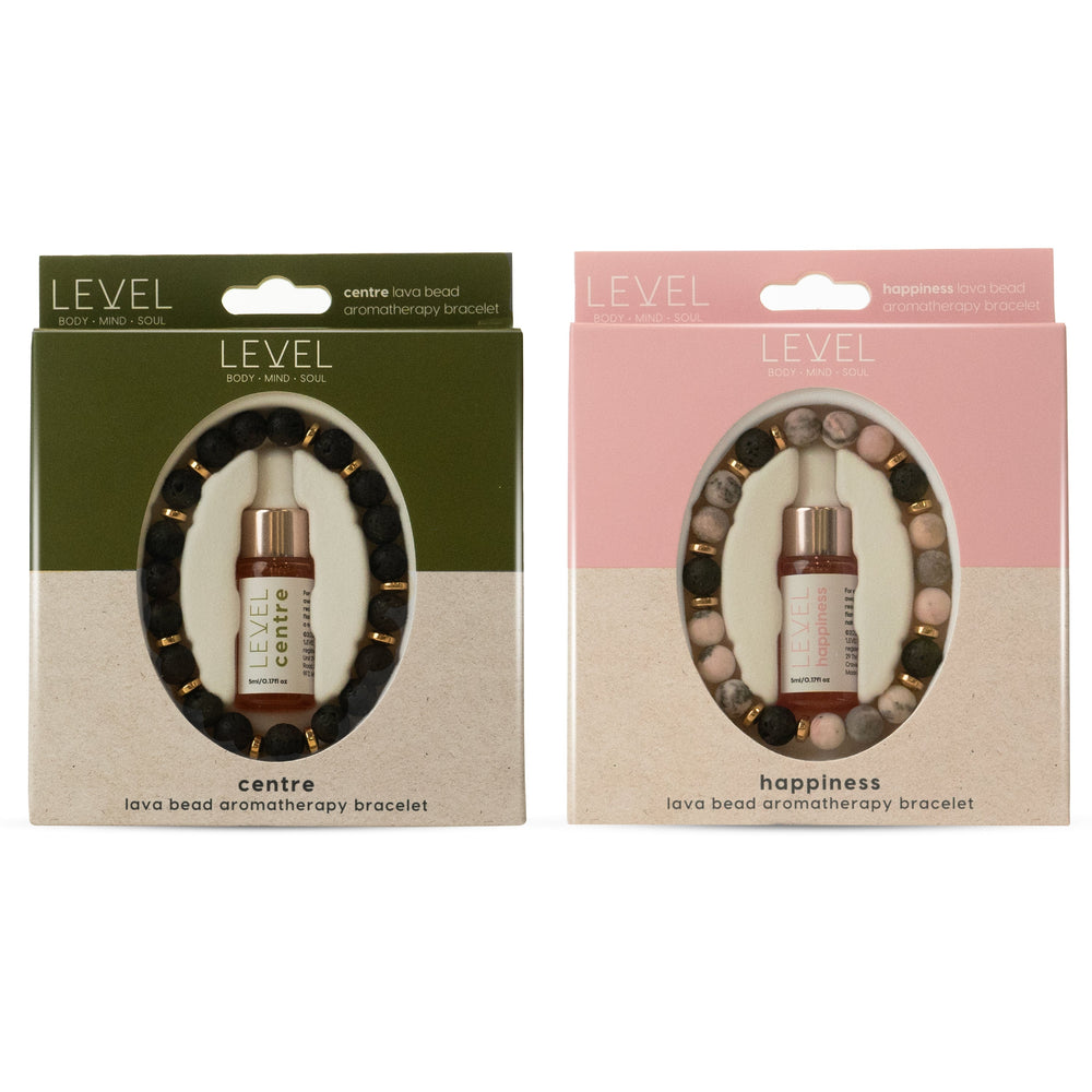 Ensemble de bracelets d'aromathérapie en perles de lave - Centre et Bonheur