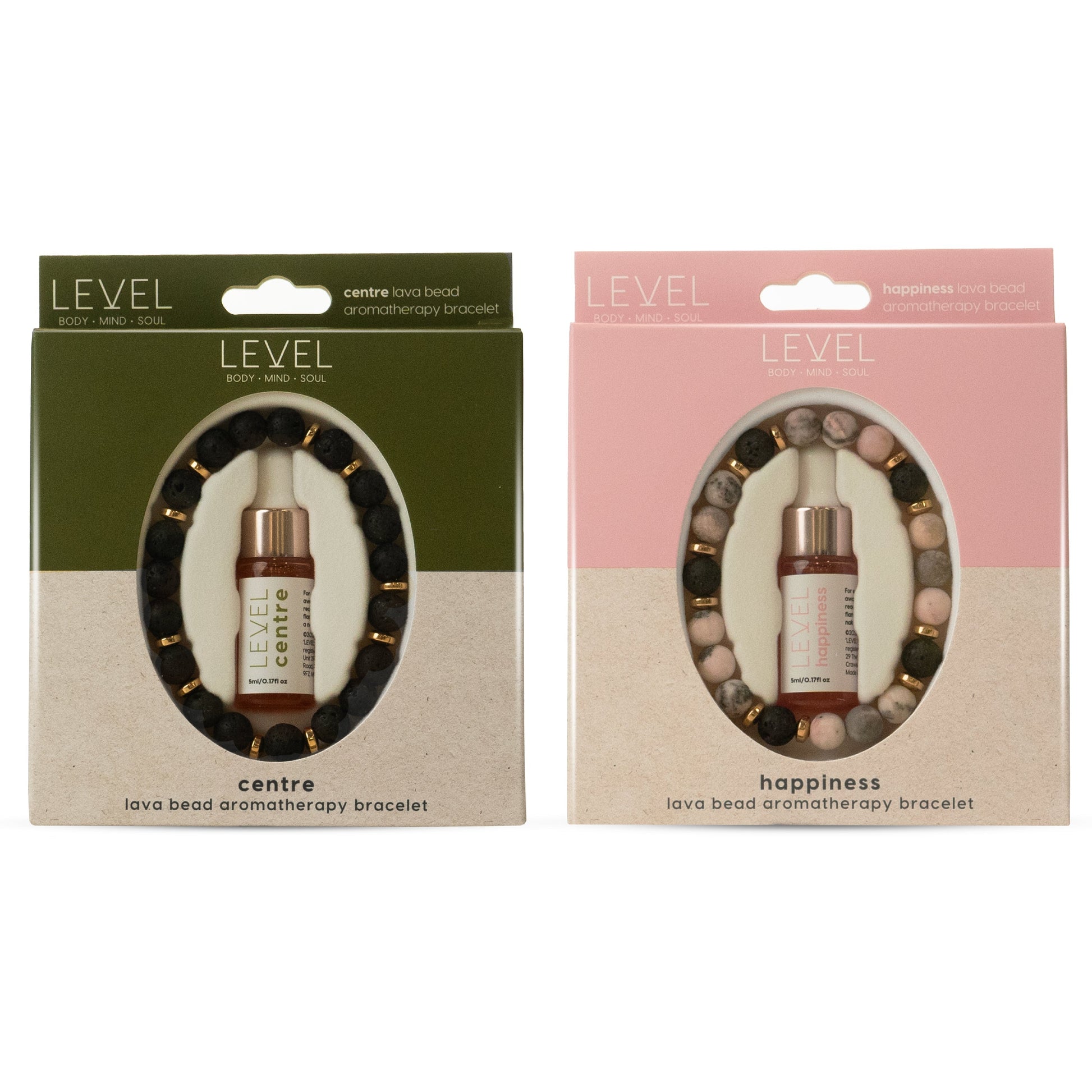 Lava Bead Aromatherapy Bracelet Set- Centre & Happiness - Aromatherapy Bracelet