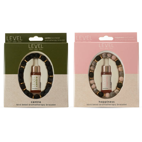 Lava Bead Aromatherapy Bracelet Set- Centre & Happiness