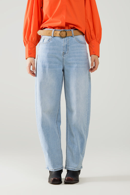 Light Blue denim bubble Leg Jeans with high waist - Jeans