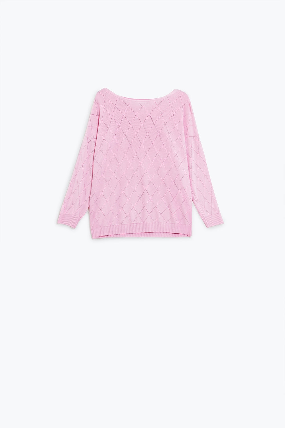 Light Pink Sweater In Argyle Print With Boat Neck - Jumpers