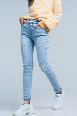 Light Wash Jogger with Drawstring Waistband