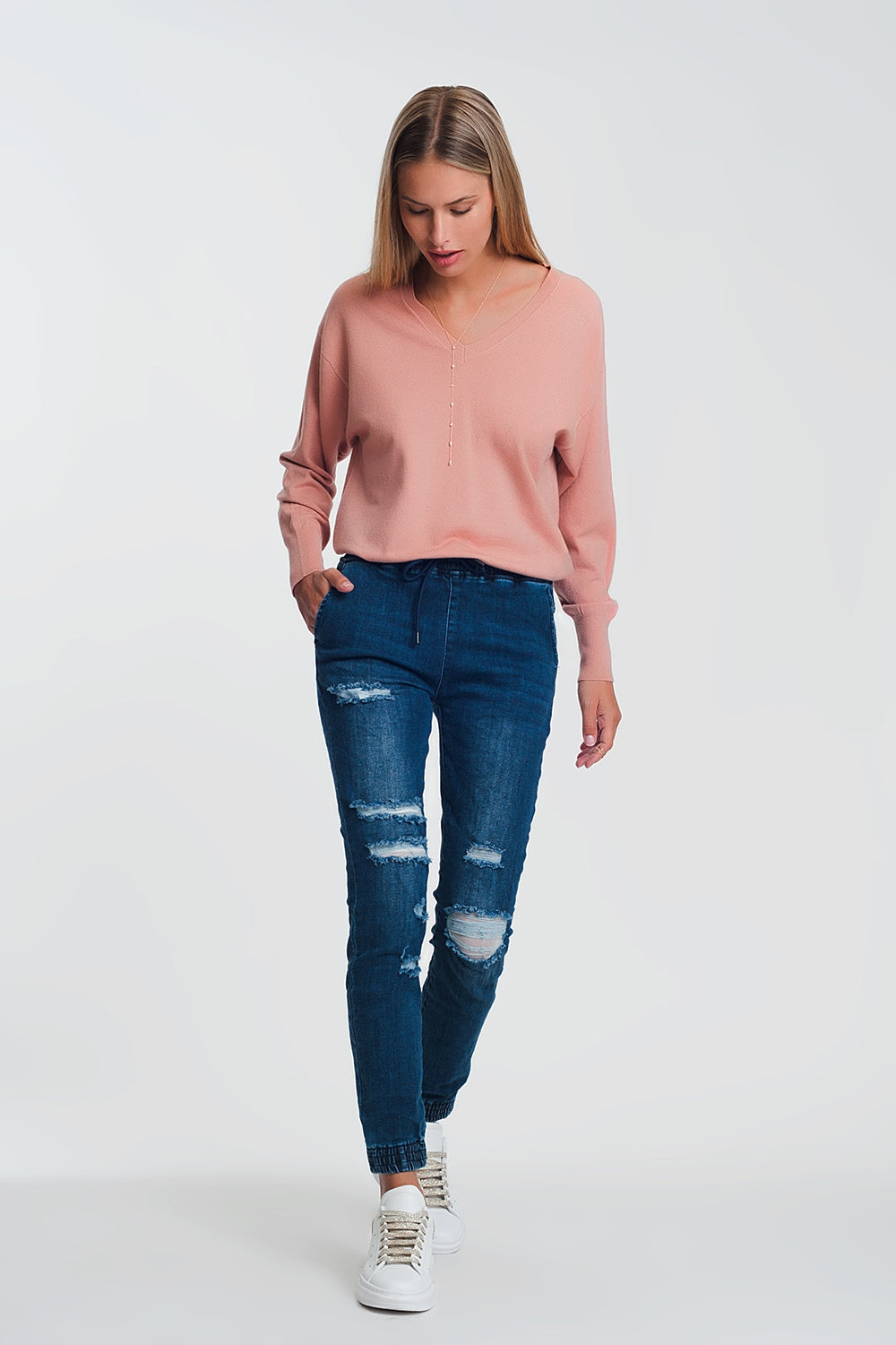 Lightweight jogger jeans in dark denim - Jeans