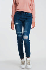 Lightweight jogger jeans in dark denim