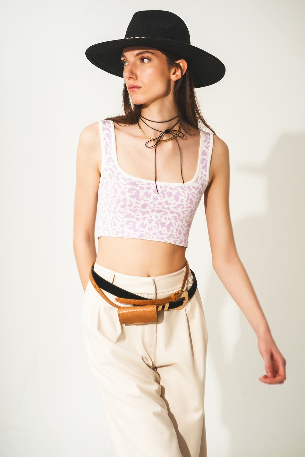 Lightweight knit top in lilac animal print - Jumpers