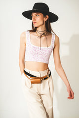 Blusa leve de malha com estampa animal lilás