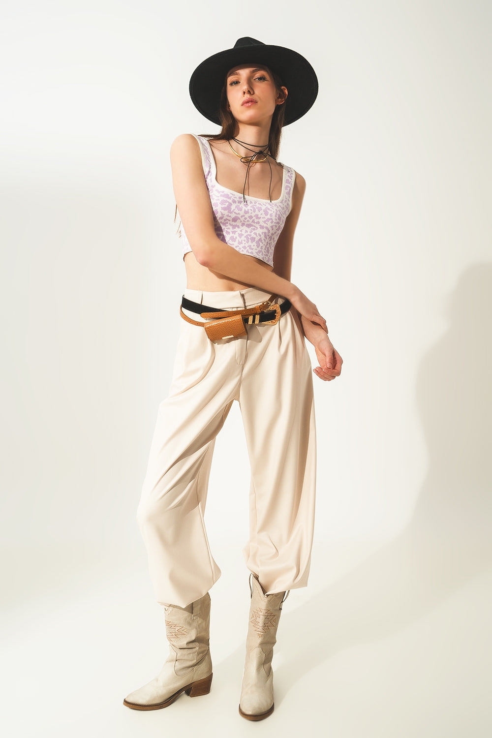Lightweight knit top in lilac animal print - Jumpers