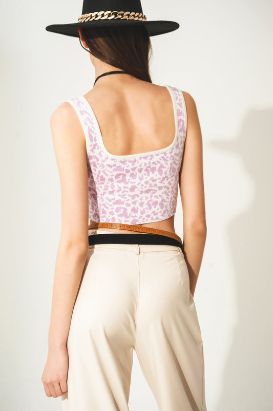 Lightweight knit top in lilac animal print - Jumpers