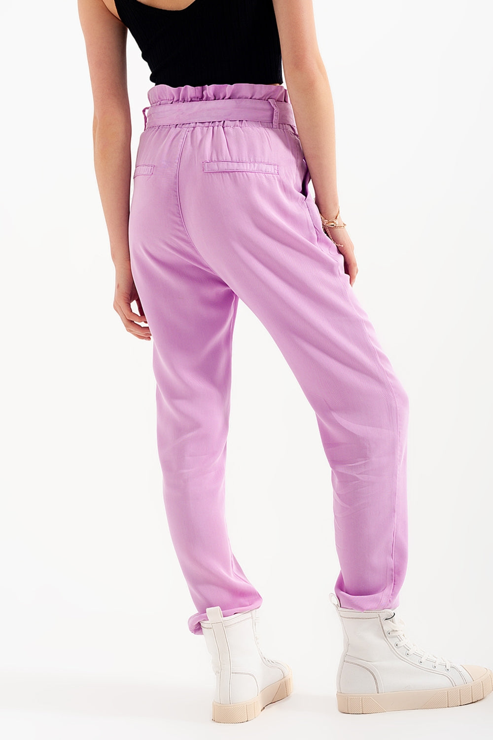 Lightweight Pants with tie waist in purple - Trousers