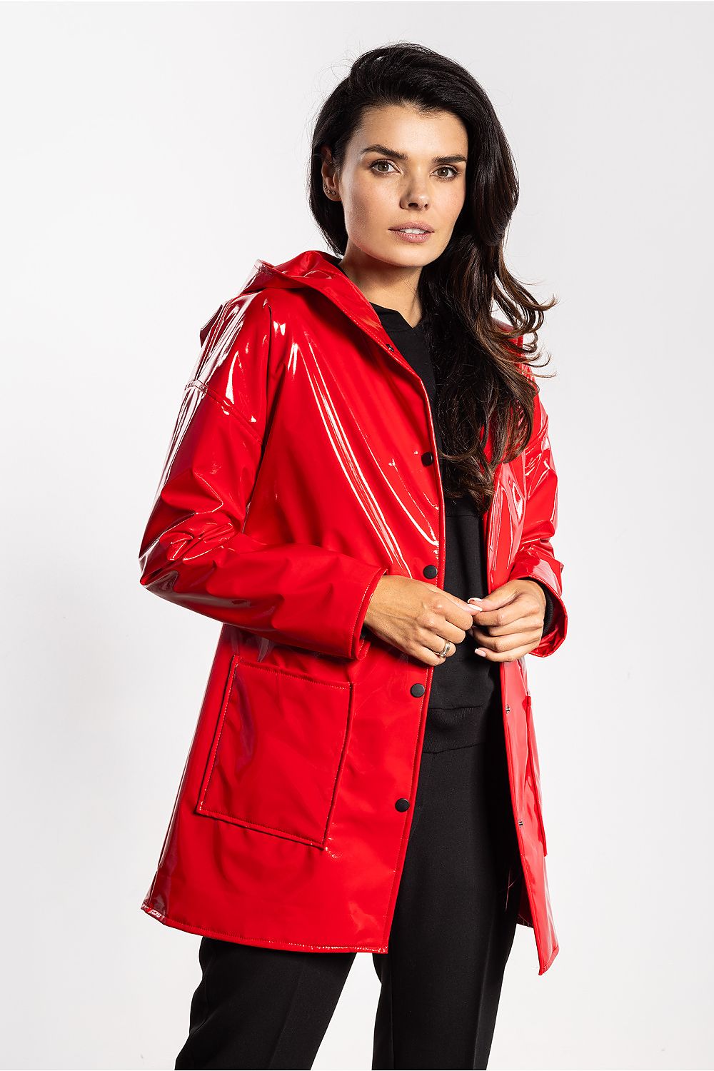 Lightweight Red Raincoat for Trendy Weather
