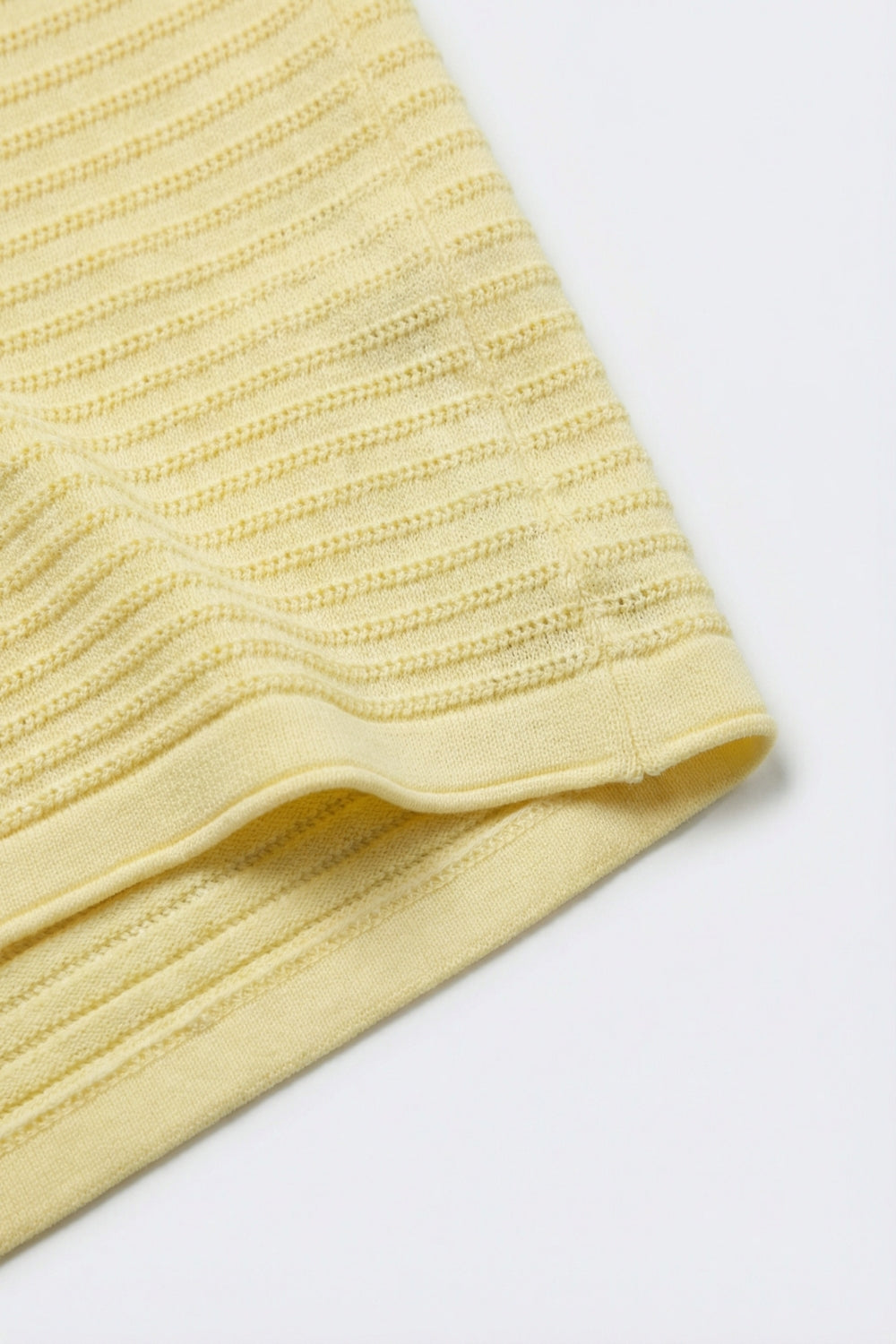 Yellow Lightweight Ribbed Knit Relaxed Fit Top - T-Shirts