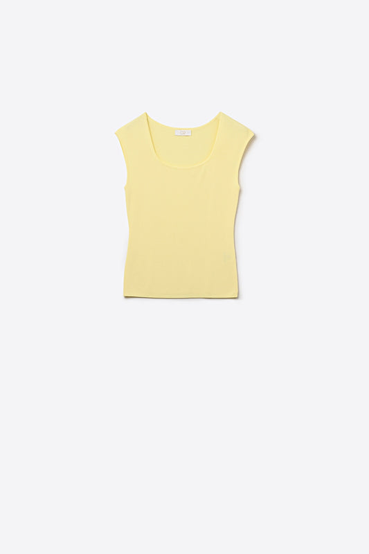 lightweight Ribbed Knit Scoop sweater in yellow - Sweaters