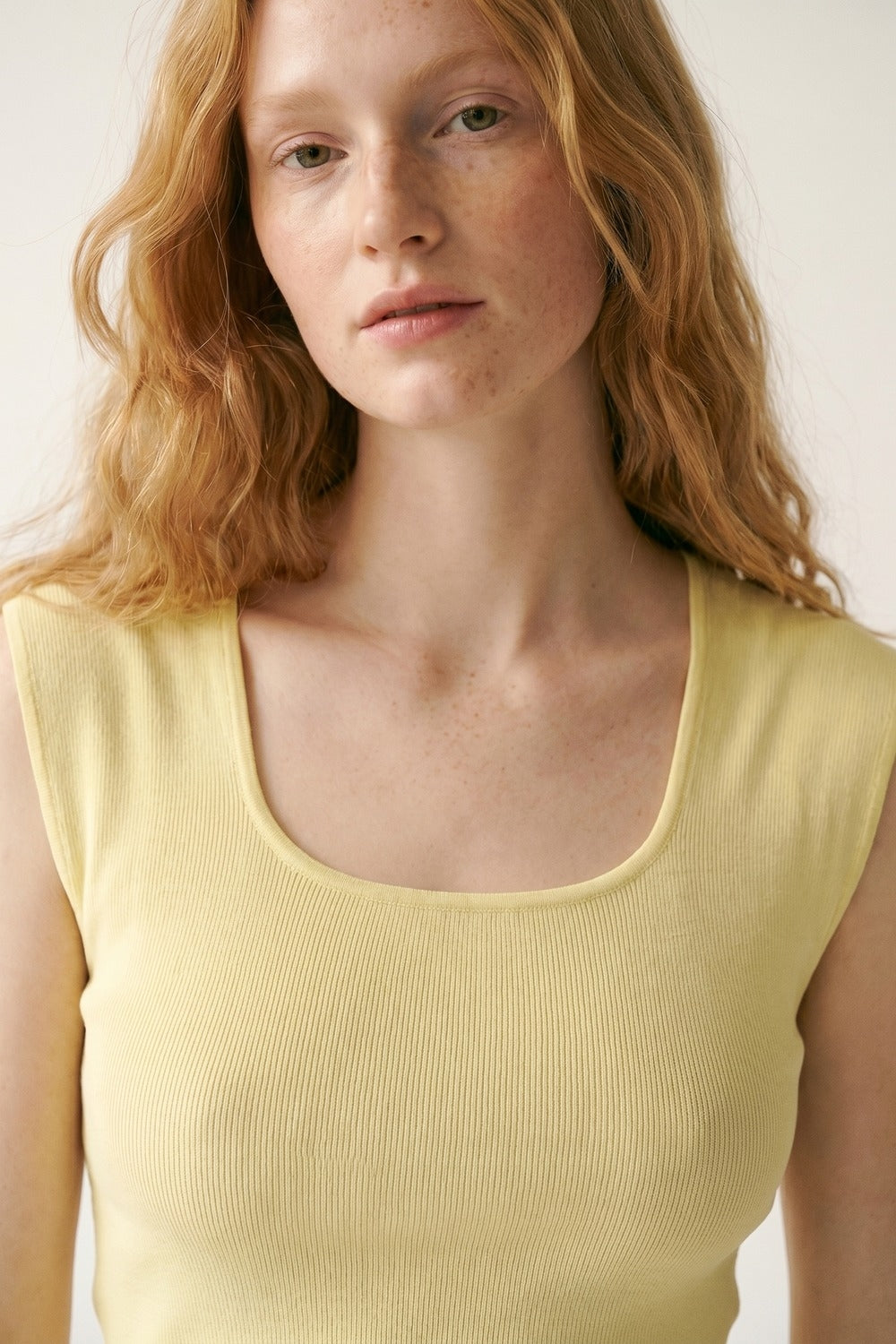 lightweight Ribbed Knit Scoop sweater in yellow - Sweaters