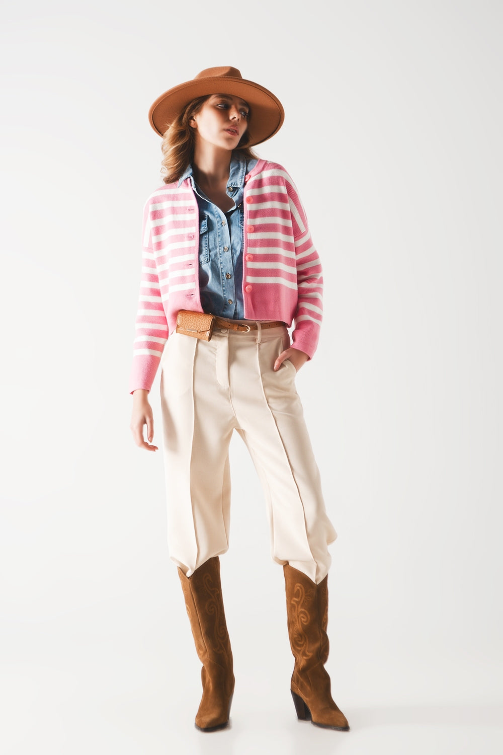Lightweight stripe cardigan in pink - Cardigans