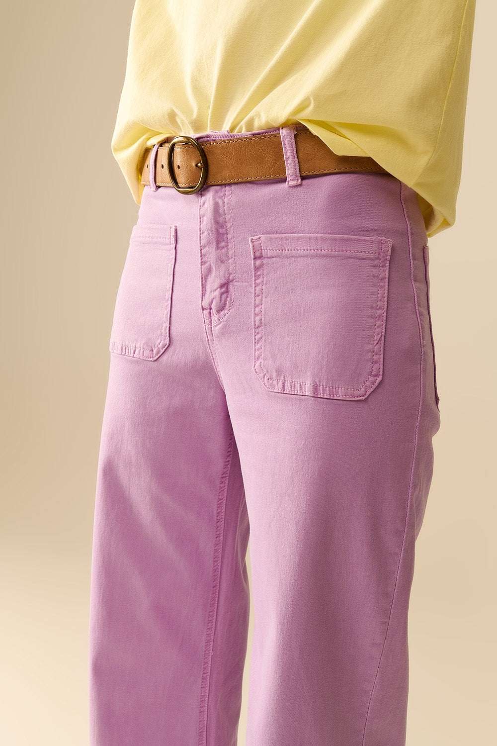 lilac Straight Leg pants With Front Pockets - Trousers