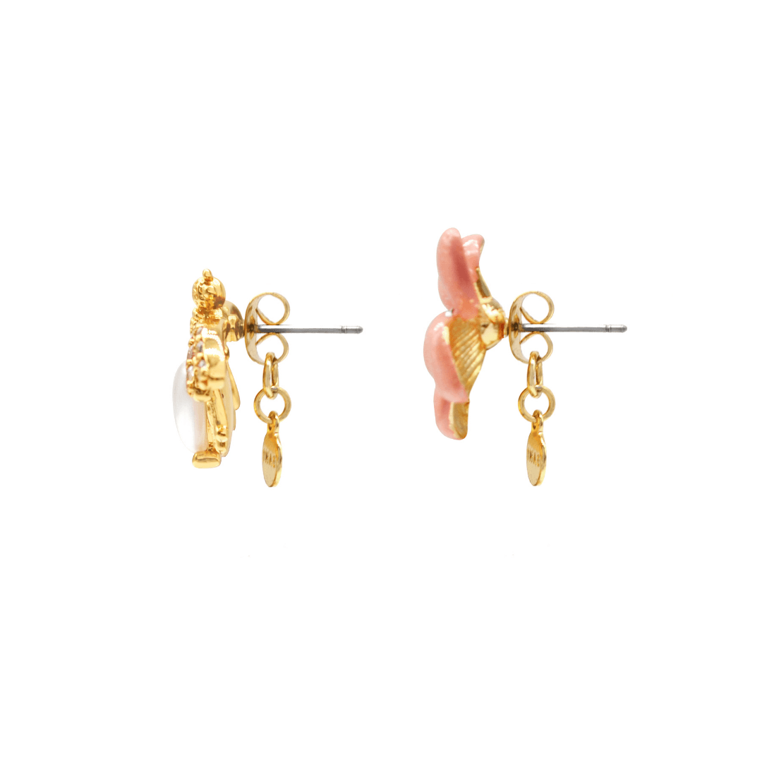 Lilys Flower & Pearl Bee Stud Earrings PIN - EARRINGS