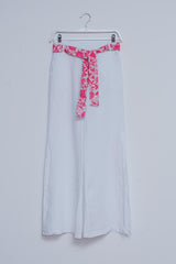 Linen Wide leg pants with side splits in white