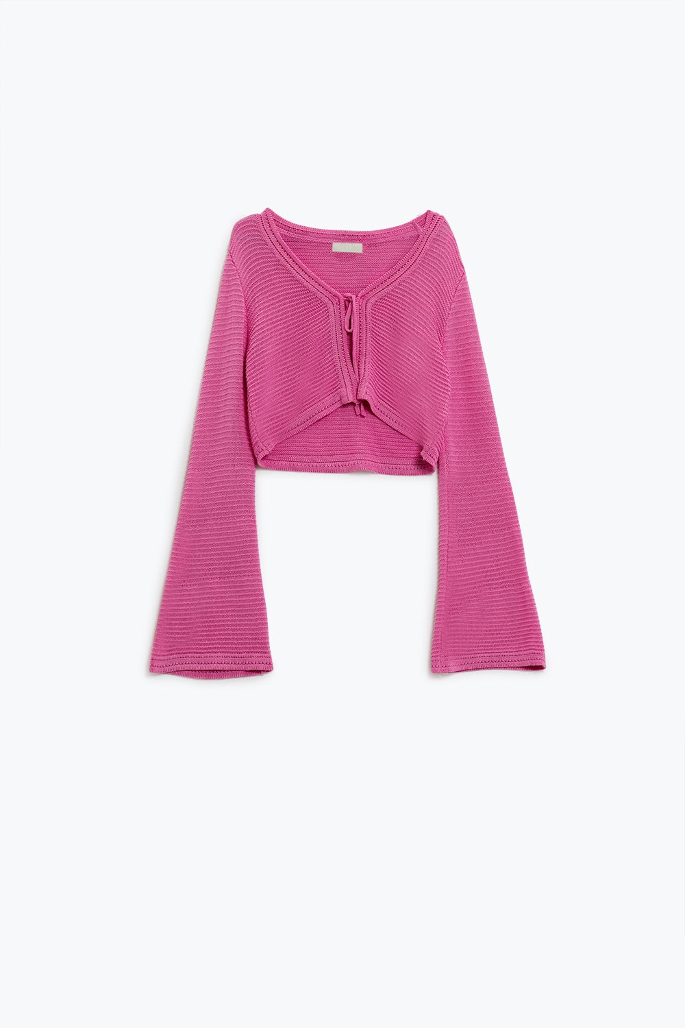 Long Bell Sleeve Knitted Cardigan in fuchsia With knot detail - Cardigans