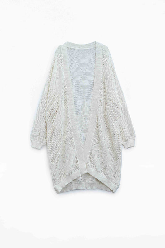 Long Cream Knit Cardigan - Cardigans